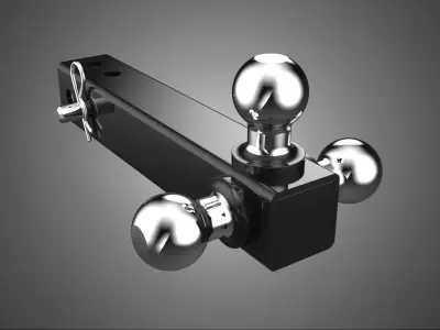THREE 3 TRIPLE HITCH BALL MOUNT TRAILER SHANK RECEIVER TOWING 3D model
