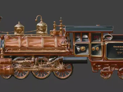 Steampunk Heavy Armored Train 3D Model Low-poly 3D model