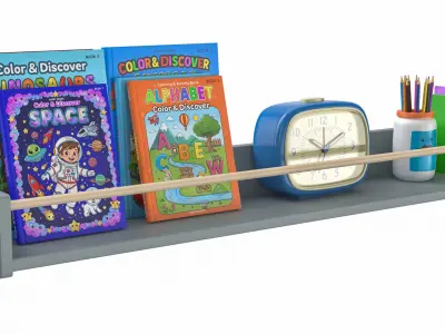  Kids Bookshelf 3D Model 