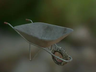 Wheelbarrow Low-poly 3D model 4