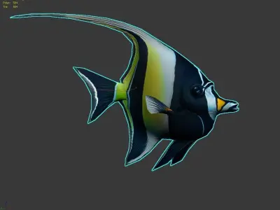 Fish Zanclus Cornutus Low-poly 3D model
