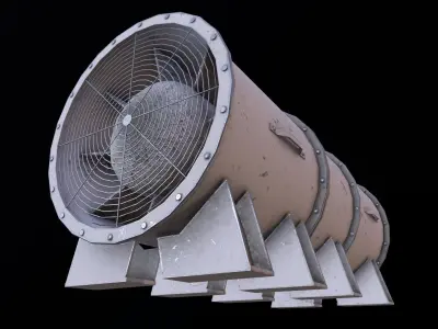 White Ventilation Fan Low-poly 3D model