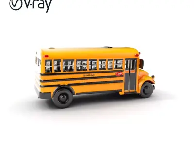 Detailed School Bus D Model Pack Low-poly 3D model