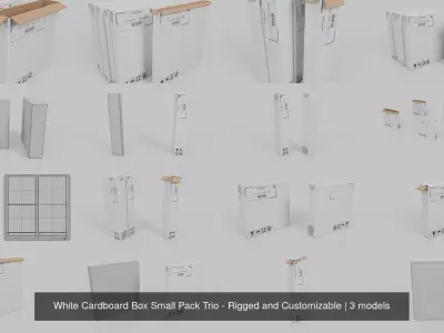 White Cardboard Box Small Pack Trio - Rigged and Customizable