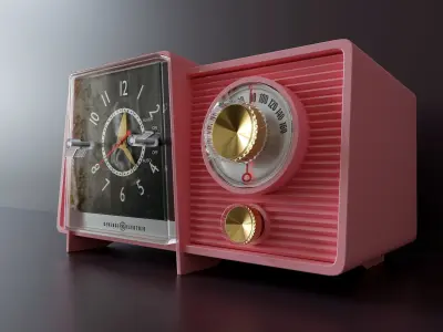 Vintage radio with clock 90 3D model