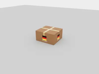 German carton box Low-poly 3D model