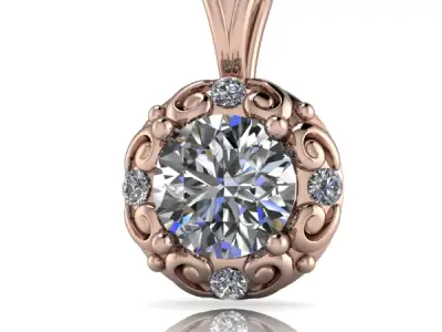 Intricate Antique Scroll ArtDeco Diamond Pendant Necklace 3D print model purchase