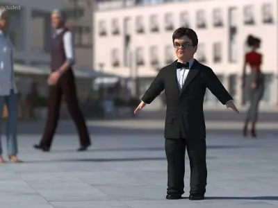  Tuxedo Suit for Dwarf Man Black 
