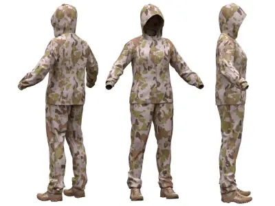 Female Military Outfit 3 Low-poly 3D model