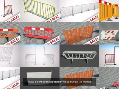 Road blocks and segregation value bundle 3D Model Pack