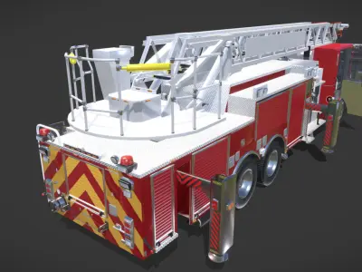 Firetruck Pierce 105 HEAVY-DUTY STEEL AERIAL LADDER Low-poly 3D model