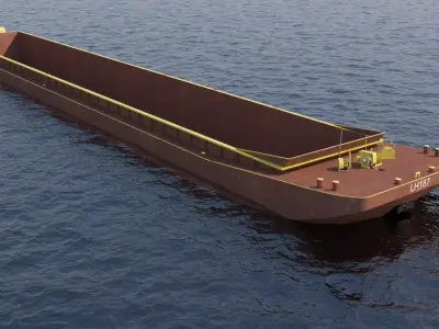 barge cargo ship floating in ocean Low-poly 3D model
