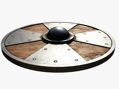 Wooden shield Low-poly 3D model 5
