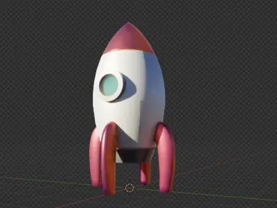 Cartoon Rocket Low-poly 3D model purchase