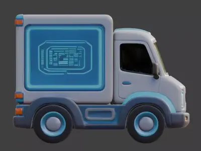 Futuristic Stylized Delivery Vehicle 3D Model Low-poly 3D model