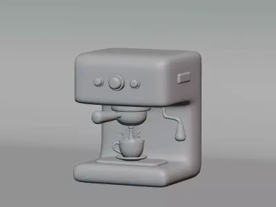 Cartoon Coffee Machine Low-poly 3D model