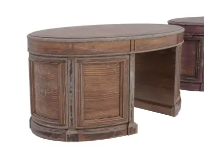 Ornate Wooden Office Desk Low-poly 3D model