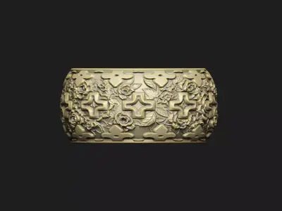 rose leaf floral metal band gift royal detail gothic lux soft 3D print model