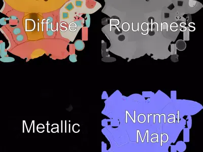 Colorful Submarine Toy model pack Low-poly 3D model