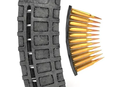 magazine pouch and ammo clip set 3D model