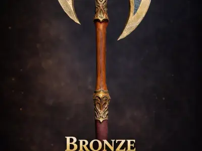 Bronze Double Blade Axe Low Poly 3D Model Low-poly 3D model