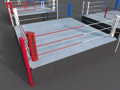 PBR Modular Professional Wrestling Rings 18ftx18ft Low-poly 3D model