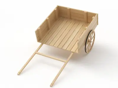 Old Wooden Cart 3D model purchase