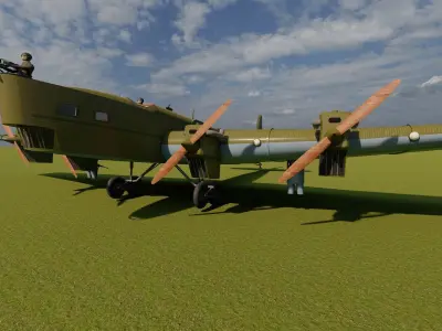 Tupolev tb-3 with interior 3D model