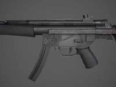 Realistic MP-5 model  Low-poly 3D model