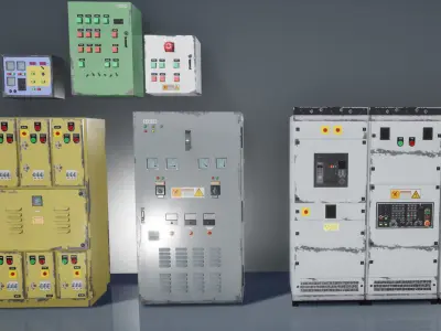 Industrial Control Panel Low-poly 3D model