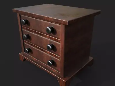 old wooden almira lowpoly game asset Low-poly 3D model