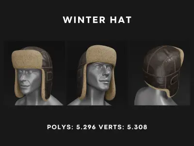 Winter Hat - Aviator - Military PBR 4K Low-poly 3D model