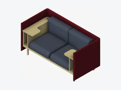Sofa - Contemporary - Flame - Small Work Shelf - Leftand Right Low-poly 3D model