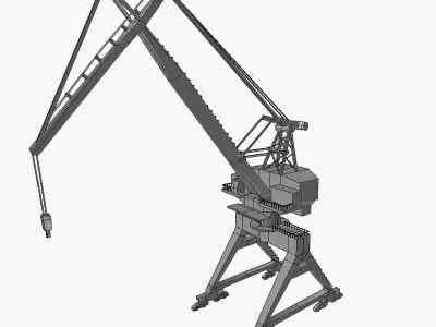 Port gantry crane 3 low poly Low-poly 3D model