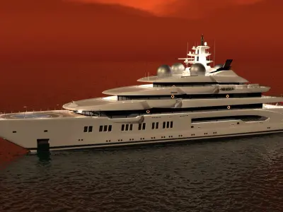 Amadea Superyacht Night Scene 3D model
