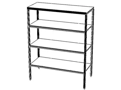 4-Tier Aluminum Storage Shelving Unit 3D model