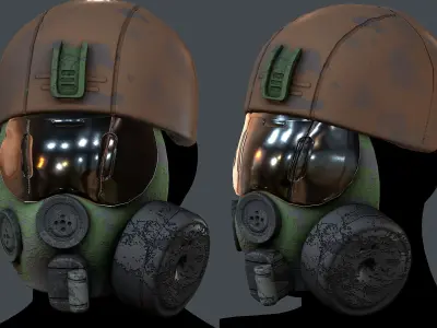 Gas mask helmet 3d model scifi Low-poly  Low-poly 3D model 549