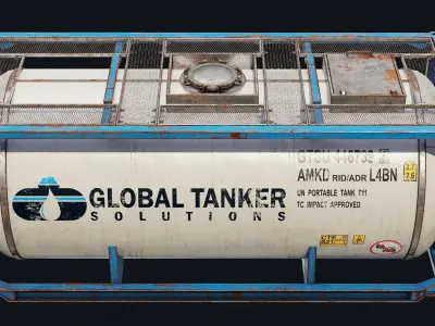 Low Poly PBR ISO Tank Container Low-poly 3D model