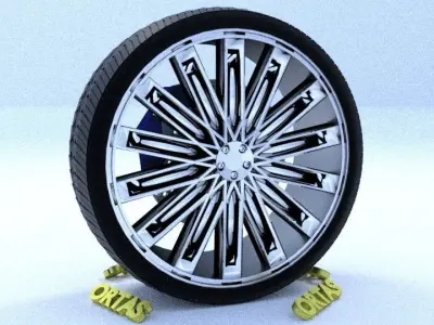 ORTAS CAR RIM 48 GAME READY RIM TIRE AND DISC 3D model