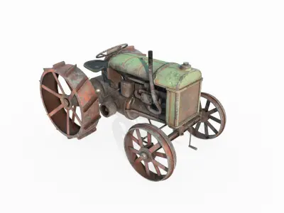 Old style agricultural tractor 3D model