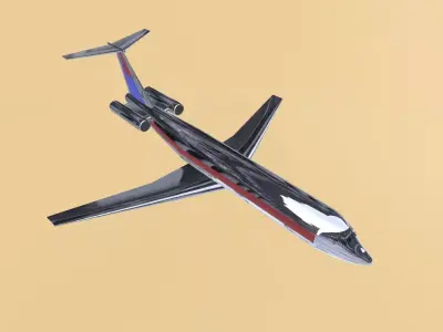 Fictional Twin Rear Engine Jetliner DC-9-40 Inspired series 3D model