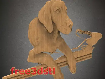 dog 3D STL Model for CNC Router Free 3D print model