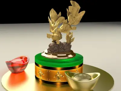 Chinese gold Ingot 3D model