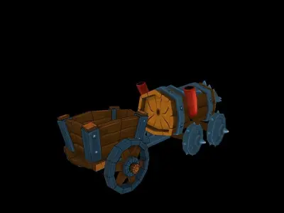 Driller and Cart lowpoly stylized with handpainted textures Low-poly 3D model