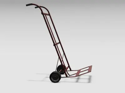 Red Rusted Hand Truck Low-poly 3D model