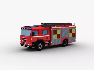 Fire Truck Lowpoly Low-poly 3D model