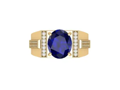 Oval Art Deco Ring 3D print model 2