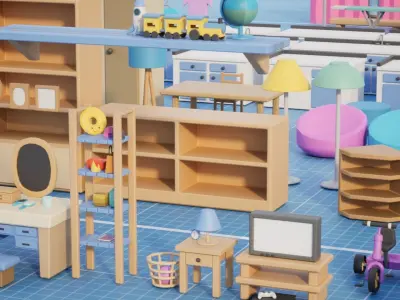 Interior Room Assets Mega Pack Low-poly 3D model