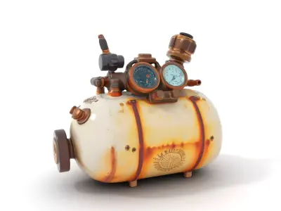 Vintage Industrial Pressure Gauge Model Pack Low-poly 3D model