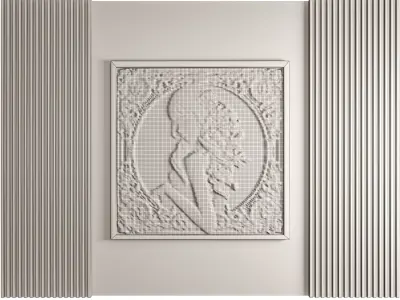 Classic Decorative Wall Panel Woman Relief Low-poly 3D model